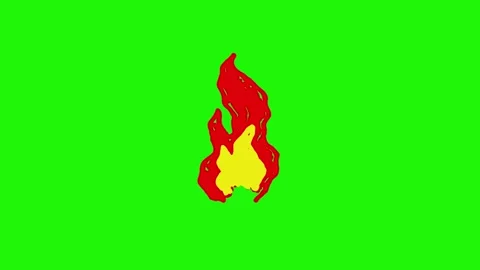 Fire flame looping animation on green background Stock Footage 340455149