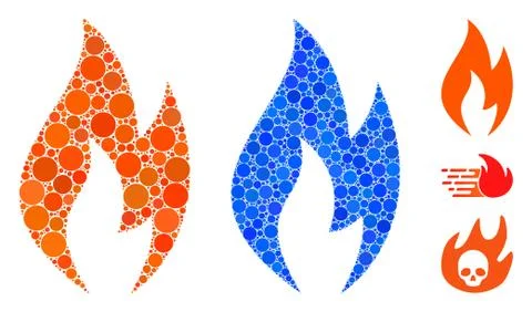 Fire Flame Mosaic Icon of Round Dots Illustrazione stock
