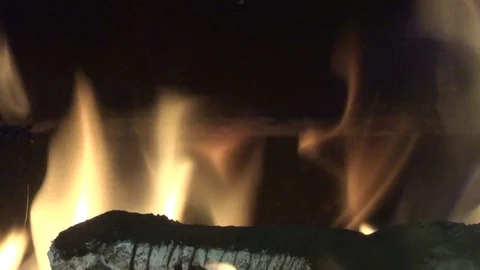 Fire flame in motion. Bonfire inside. Living flame, coal and ashes Stock Footage 124320241