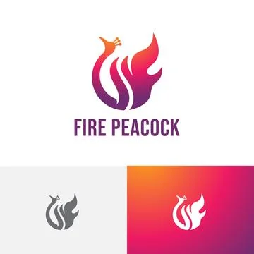 Fire Flame Peacock Phoenix Hot Modern Simple Business Logo Stock Illustration