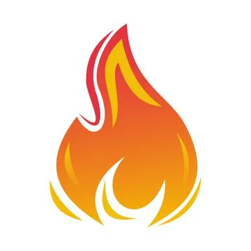 Fire, flame. Red fire in abstract style on white background. Stock Illustration