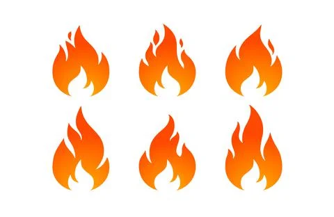 Fire, flame. Red flame collection set Stock Illustration