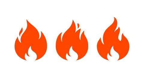 Fire, flame. Red flame collection set Stock Illustration