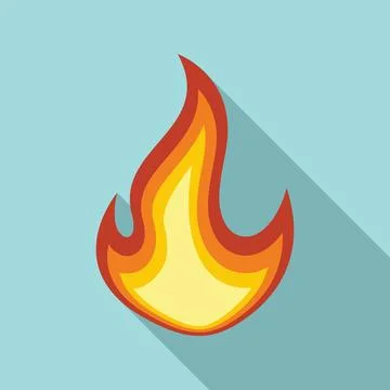 Fire flame red icon, flat style Stock Illustration
