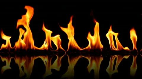 Fire flame &amp; reflection - seamless looping  Stock Footage 823363