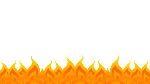 Fire, flame row on white background, bonfire frame, fire flame isolated on wh 스톡 일러스트