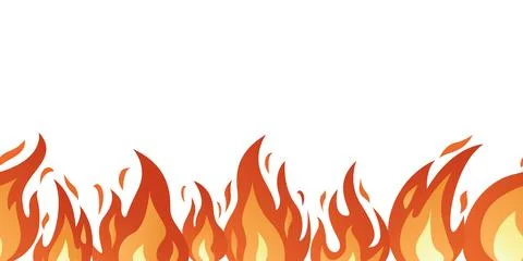 Fire flame seamless border. Seamless fire border isolated on white. イラスト素材