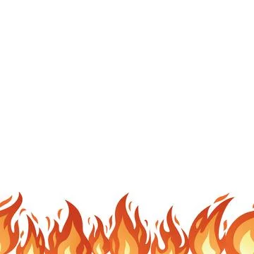Fire flame seamless border. Seamless fire border isolated on white. Stock Illustration