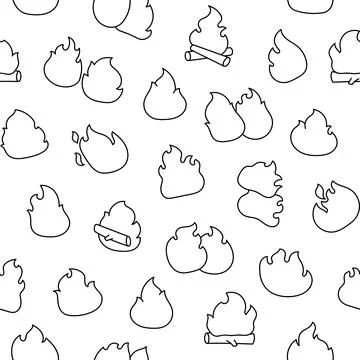 Fire flame. Seamless pattern. Coloring Page. 스톡 일러스트