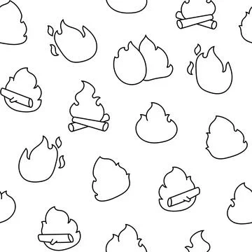 Fire flame. Seamless pattern. Coloring Page. Illustrazione stock