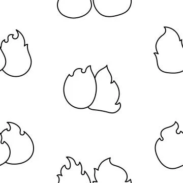 Fire flame. Seamless pattern. Coloring Page. Stock Illustration
