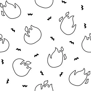 Fire flame. Seamless pattern. Coloring Page. Illustrazione stock