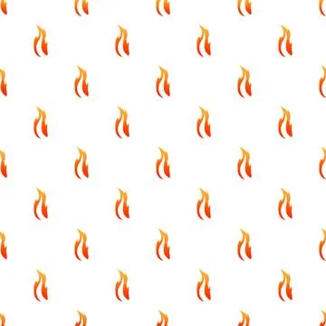 Fire flame seamless pattern on white background Stock Illustration