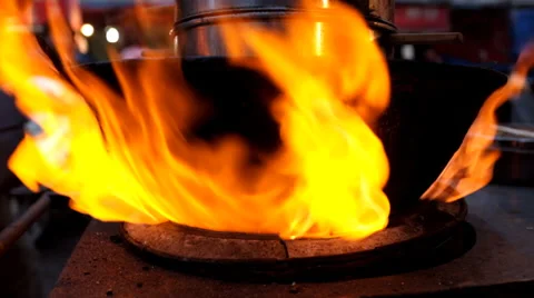 Fire flame is seen on a stove Stock Footage 35364145
