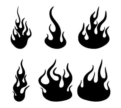 Fire flame silhouette set design isolated on white Stock-Illustration