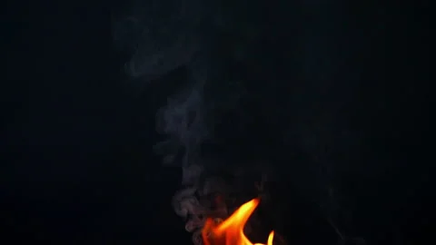 Fire flame slow motion on black screen background Video stock 238779750