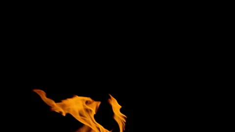 Fire flame slow motion burning on black backgroud screen  動画素材 243140914
