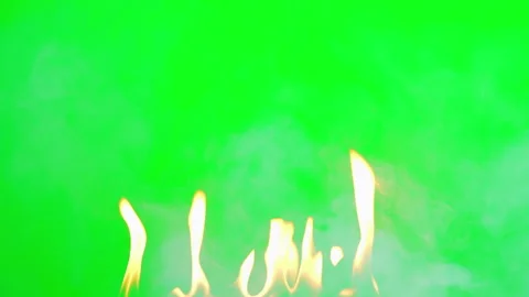 Fire flame slow motion on green screen background Stock Footage 242204428