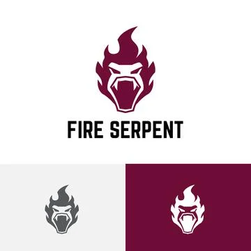 Fire Flame Snake Serpent Head Wild Animal Logo Stock Illustration