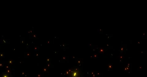Fire flame sparks from campfire with ash rise over black background, danger Stock Footage 294761956