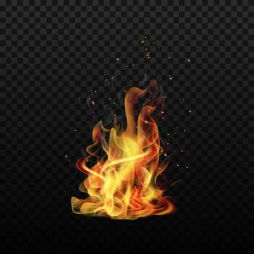 Fire flame. Sparks flame. Isolated background. Realistic fire. Vector illustr Stock Illustration