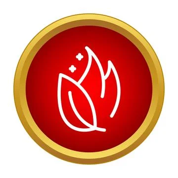 Fire flame symbol in red circular button Stock Illustration