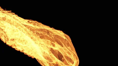 Fire flame thrower isolated overlay on black background Stock Footage 237364615