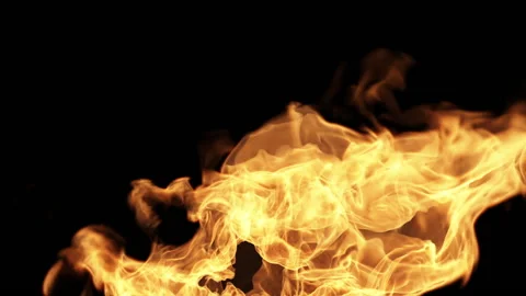 Fire flame thrower isolated overlay on black background Vidéo 237364622