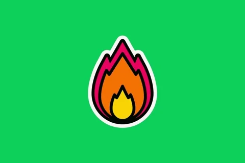 Fire flame torch burning 2d animation looped on the Green screen  background Stock Footage 290788259