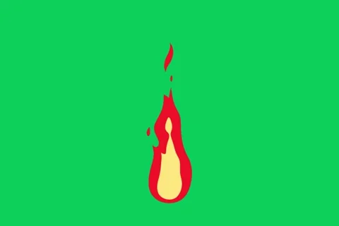 Fire flame torch burning 2d animation looped on the Green screen  background Stock Footage 290788279