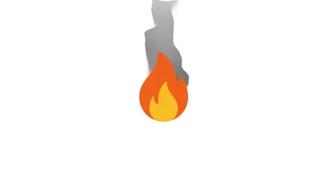 Fire flame tourch looping 2D animation on white background Stock Footage 311316194