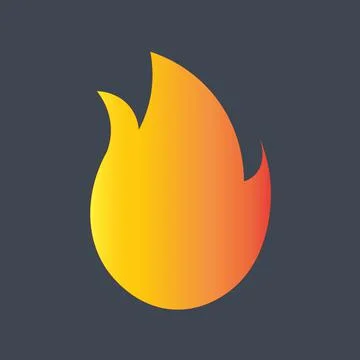 Fire Flame Vector Against Black Background. Hot Icon. Illustrazione stock