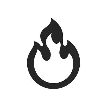 Fire flame vector black line sign symbol. Flammable warning or spicy food lab Stock Illustration