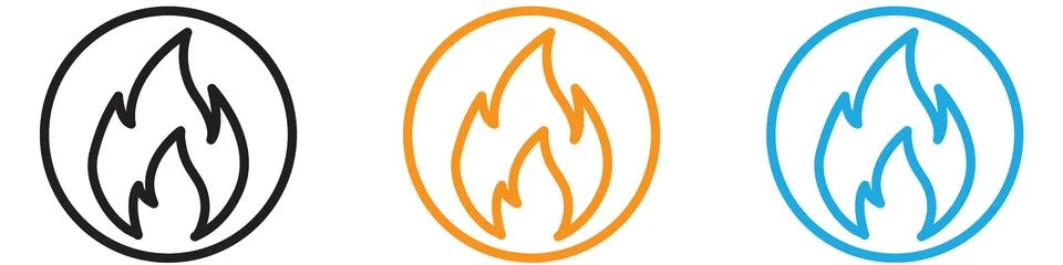 Fire flame vector logo set collection for web app ui Stock Illustration