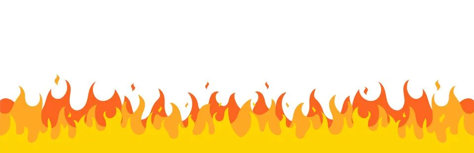 Fire flame vector pattern line frame. Fire flat simple border design background Stock Illustration