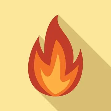 Fire flame warning icon, flat style Illustrazione stock