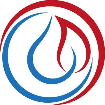 Fire, flame, water drop, water, plumber, logo, icon Stock Illustration