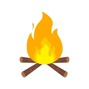 Fire flame with wood vector. illustration of fire isolated on white backgroun Stock Illustration
