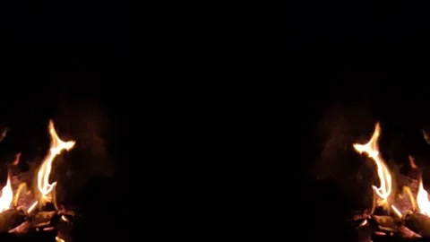 Fire flames 2 side, black background Stock Footage 298962183