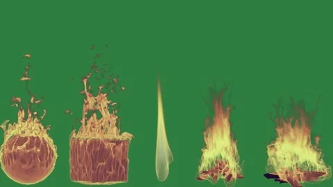 Fire flames on a and background isolated on green screen background Stock Footage 336954950