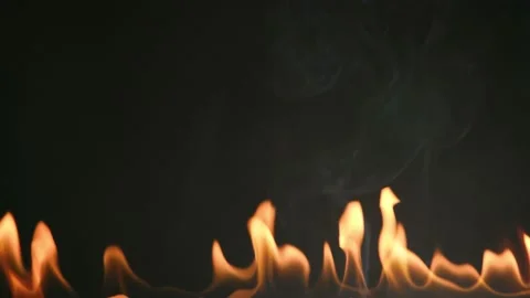 Fire flames and smoke over black background Stock Footage 155142694