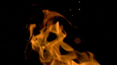 Fire Flames and Sparks on Black Slow Mo Seamless Loop Stock Footage 63633607