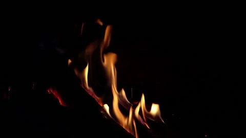 Fire flames and sparks in slow motion footage on black background Stock Footage 150353083