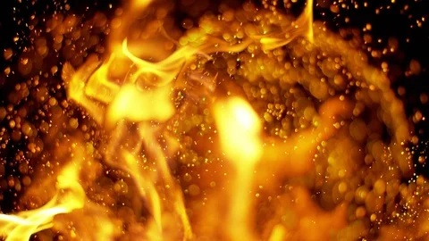Fire flames and sparks in super slow motion isolated on black, shooting with 스톡 동영상 96089091