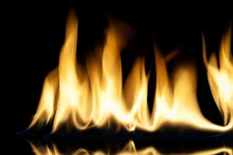 The fire. Flames are burning isolated on a black background. Stock Photos