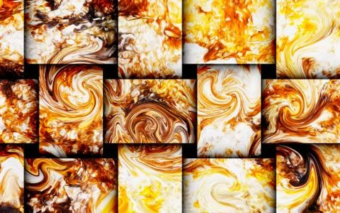 Fire flames background, mosaic structure. Computer collage. Earth Concept 스톡 일러스트