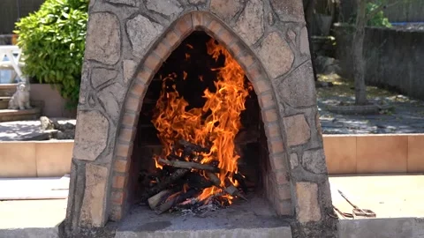 Fire flames in the barbecue. Stock Footage 133769692