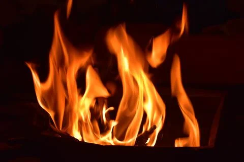 Fire flames on black background also known as Hawan Kund in India Foto stock