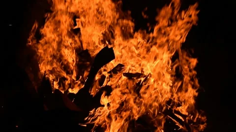 Fire flames on black background, Blaze f... | Stock Video | Pond5