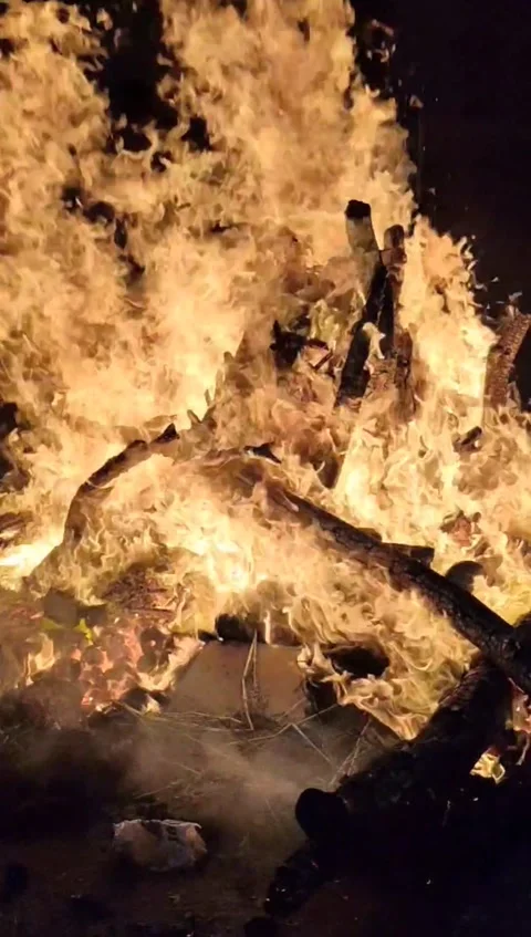 Fire flames on black background, Blaze fire flame texture background, Beaut.. Stock Footage 329286799